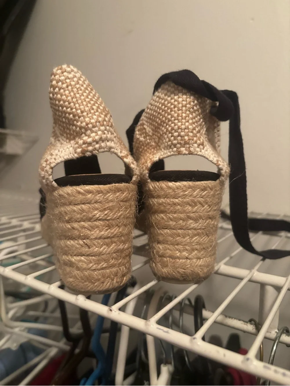 Castaner Black Carina Espadrille Wedge with Wrap Tie